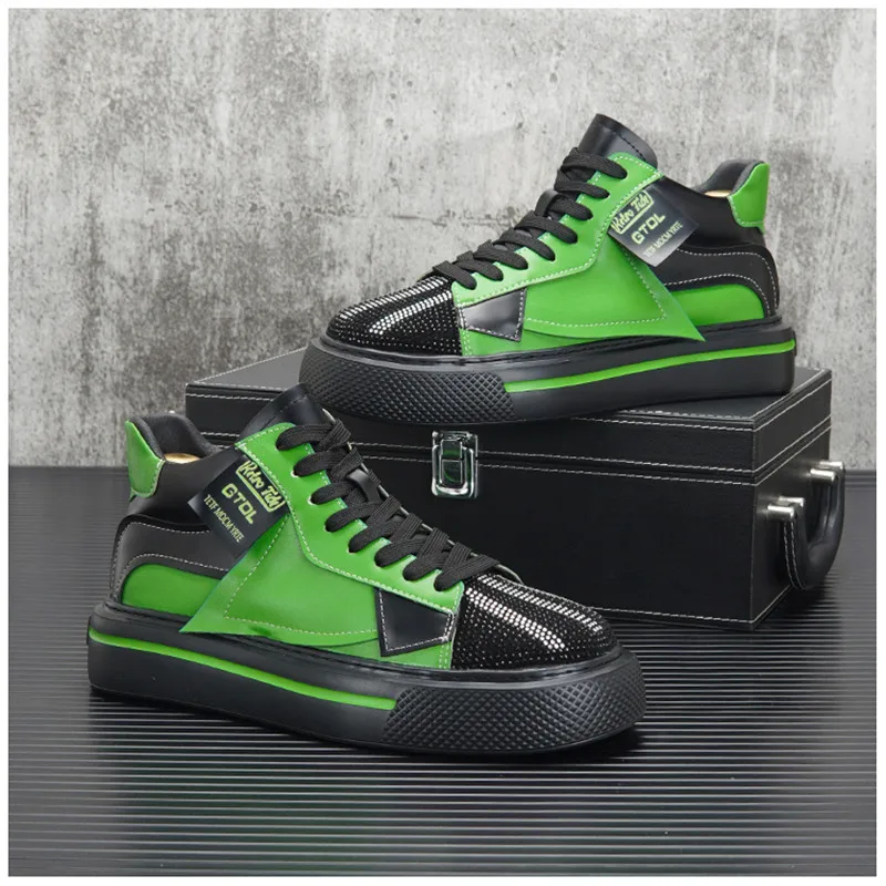 Роскошные Дизайнерские блестящие мужские туфли Стразы модные кроссовки с шипами