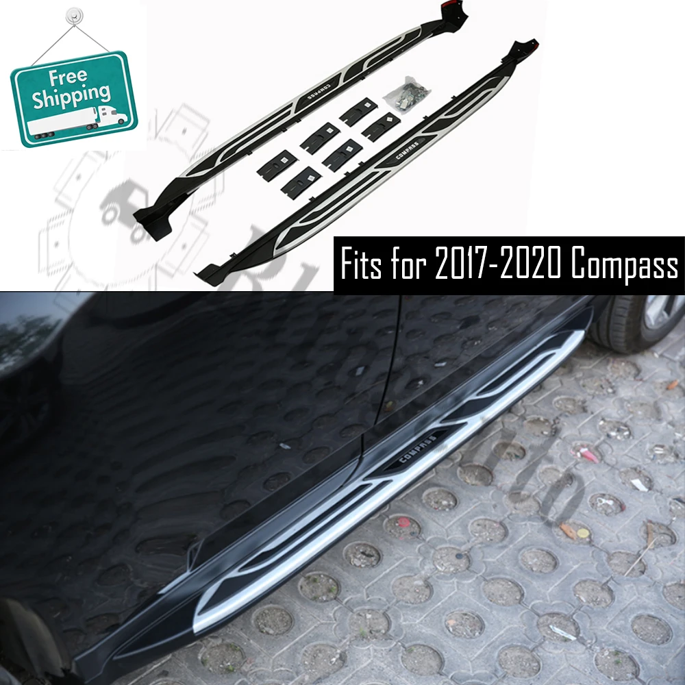 

Fits for Jeep Compass 2017-2020 2Pcs left right running board side steps nerf bar car pedal side stairs