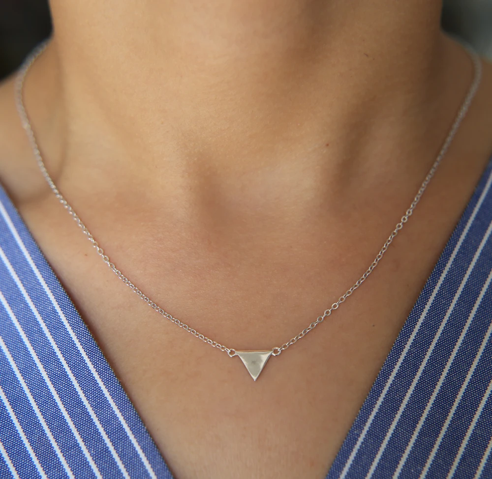 Женское колье из серебра 925 пробы|silver necklace|triangle pendantnecklace silver necklace |