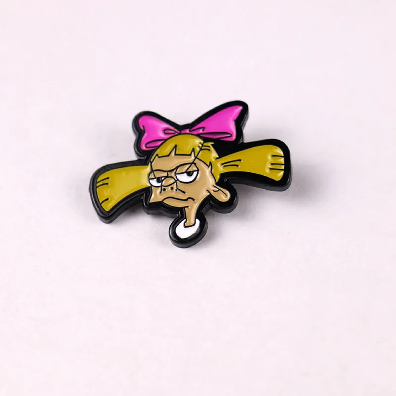 Cartoon Hey Arnold Pin Enamel Brooch Creative Metal Pins and brooches backpack Denim Hat clothes Badge Collar fashion Jewelry | Украшения и