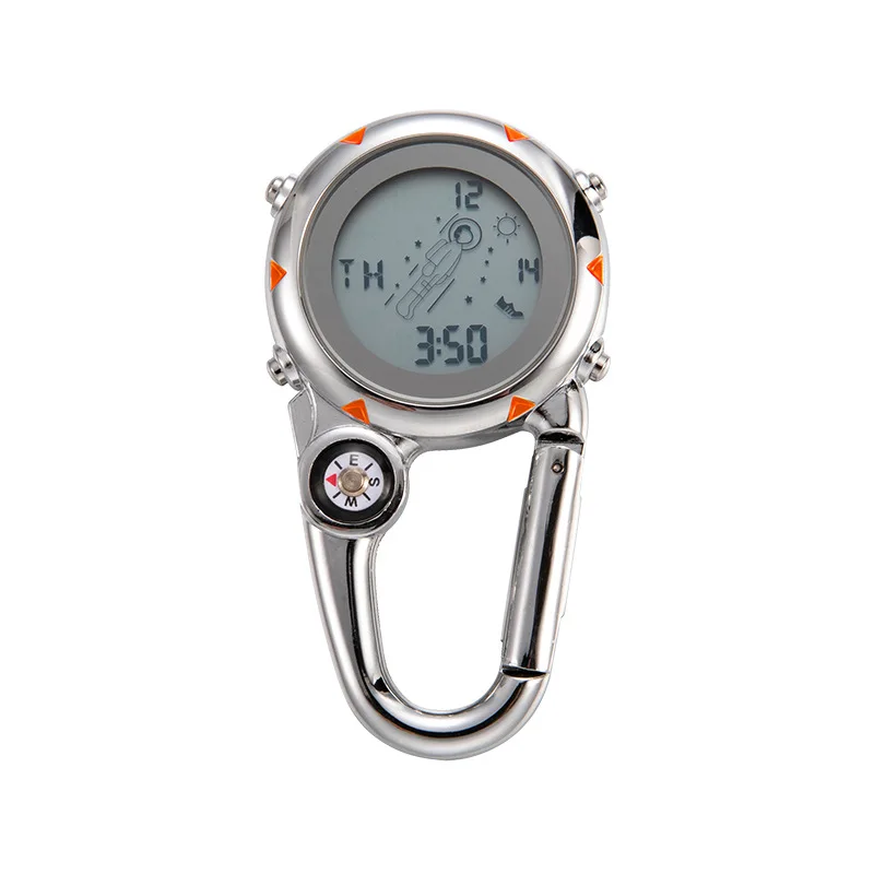 Astronaut Fob Nurse Watch Outdoor Digital Carabiner Clip Watch Gift Electronic Portable Multi-function Sport Hook Clock Compass