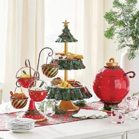 1pc christmas tree dessert table fruit plate double layer cake stand holiday party candy plate snack tray xmas snack rack holder