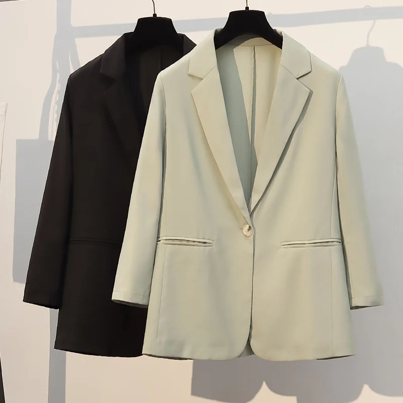 

Plus Size Elegant Women Fashion Office Wear Single Button Blazer Coat Vintage Long Sleeve Back Pockets Female Outerwear Chic Top