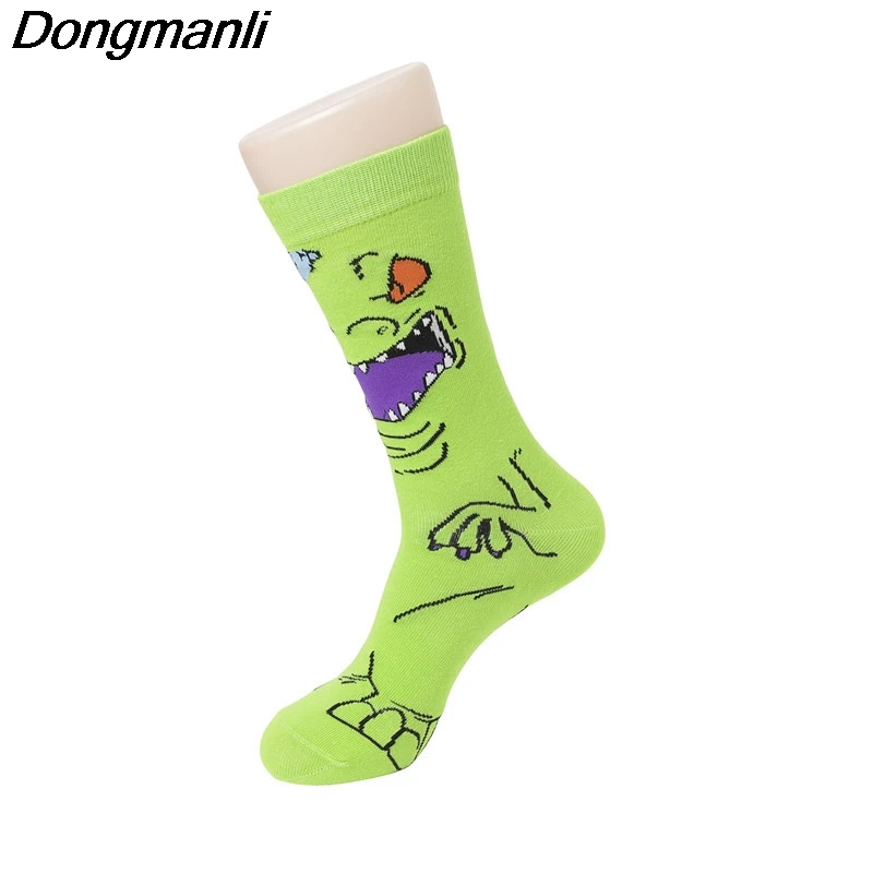 P4262 1 pair Dinosaur Personalise Reptar Men Cotton Socks Clown Famous Horror Movie Socks Unisex Funny Novelty Socks