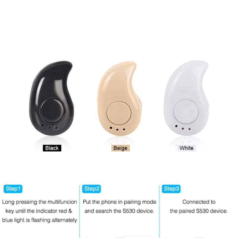 

S530 Bluetooth Wireless Earphone In Ear Headset Handfree Smart Sport Phones Headset Stereo Hanging Headset Hand For IOS Android