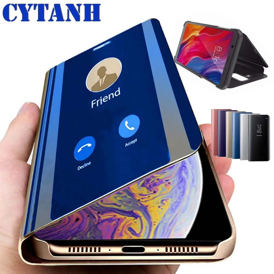 Умный зеркальный флип чехол для Huawei Y9 Prime 2019 чехлы Y5 Y6 Y7 2018 Y 5 6 7 9 Pro P Smart Z