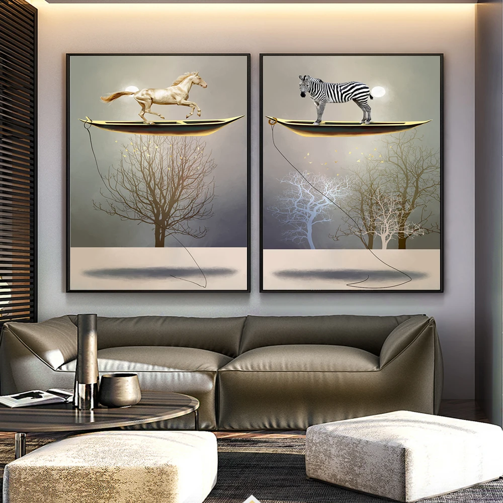 Лодка стоящая на лодки картины стену печать холсте абстрактные животные