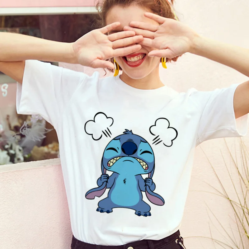 Showtly тематика «Лило и Стич» Harajuku Kawaii футболки для девочек приключенческий комедийный мультфильм женский Vacay режим печатных Повседневное футболка милый