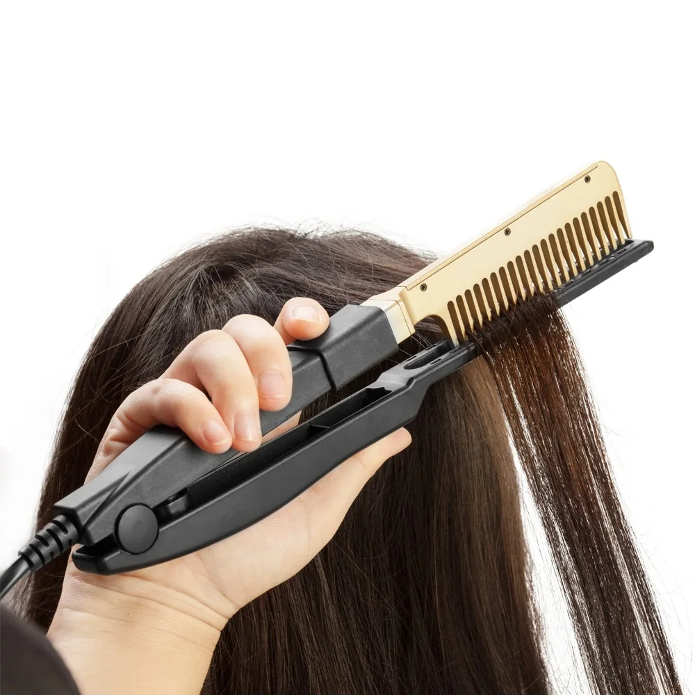 

Multifunctional Hair Straightener Flat Iron Wet and Dry Comb US/UK/EU/AU Electric Heating Hair Straightening and Curling Comb