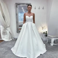 simple princess a line wedding dress sweetheart neckline appliques bridal dress with pockets 2022 new elegant vestido de noiva