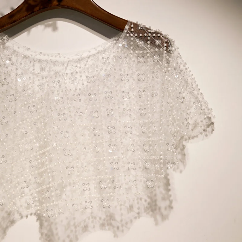 Новое дешевое свадебное платье-накидка цвета слоновой кости с жемчугом и