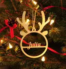 Деревянное Рождественское украшение с именем на заказ, елочные украшения, олень 1-го Рождества