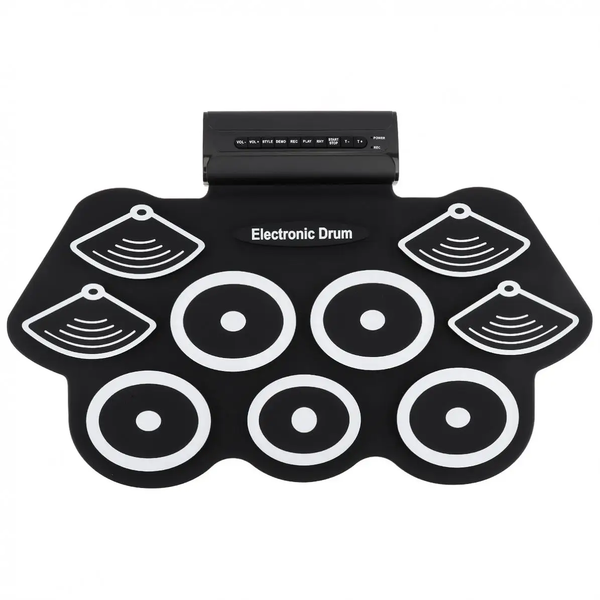 

9 Pads Electronic Roll up Thicken Silicone Drum Electric Drum Kit with Drumsticks & Sustain Pedal