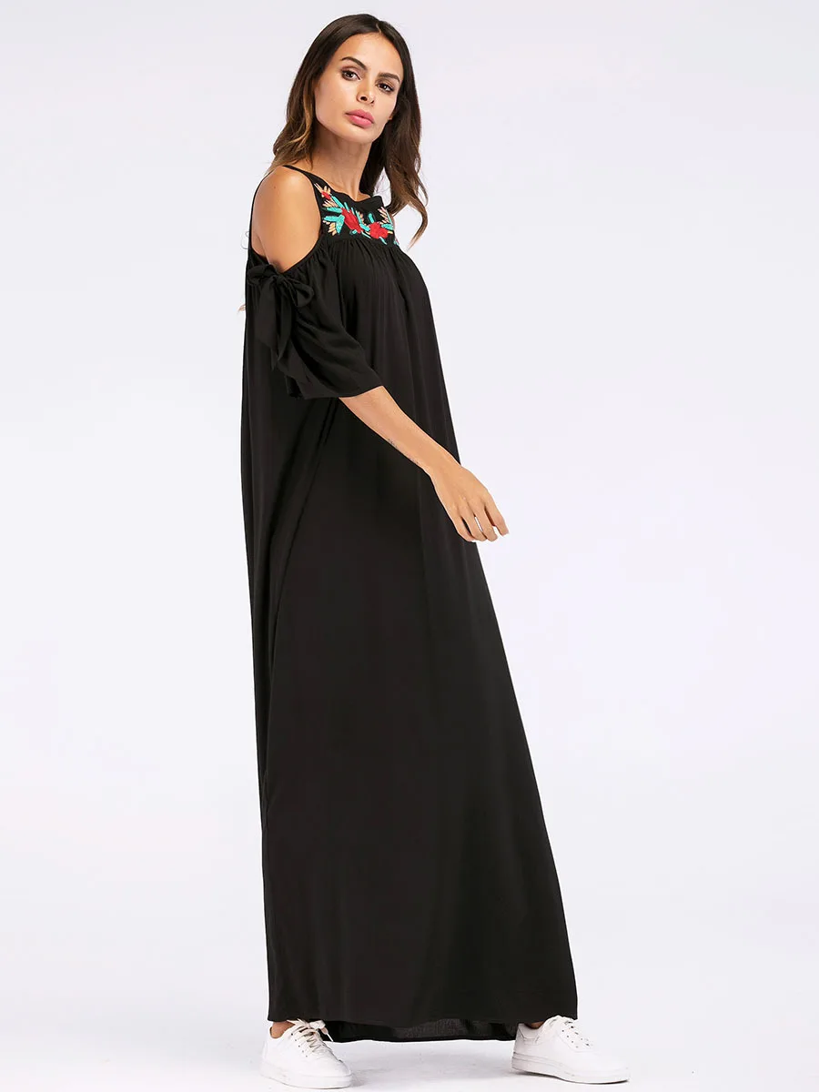 Мусульманское хлопковое марокканское платье-кафетан юбка с блестками и вышивкой