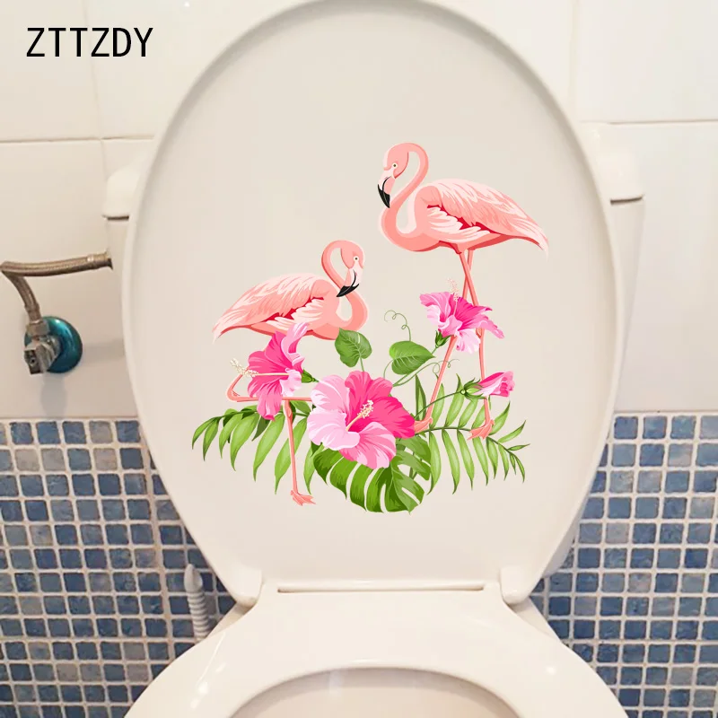 

ZTTZDY 22.6CM×23.5CM Cartoon Flamingo Home Wall Stickers Classic Bathroom Toilet Decoration T2-0753