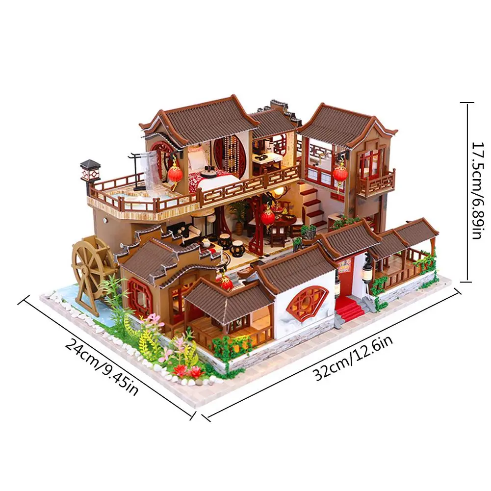 

DIY Dollhouse Building Toys Handmade Wooden Ancient Town Doll House Furniture Toys For Children Christmas Birthday Gift Dropship