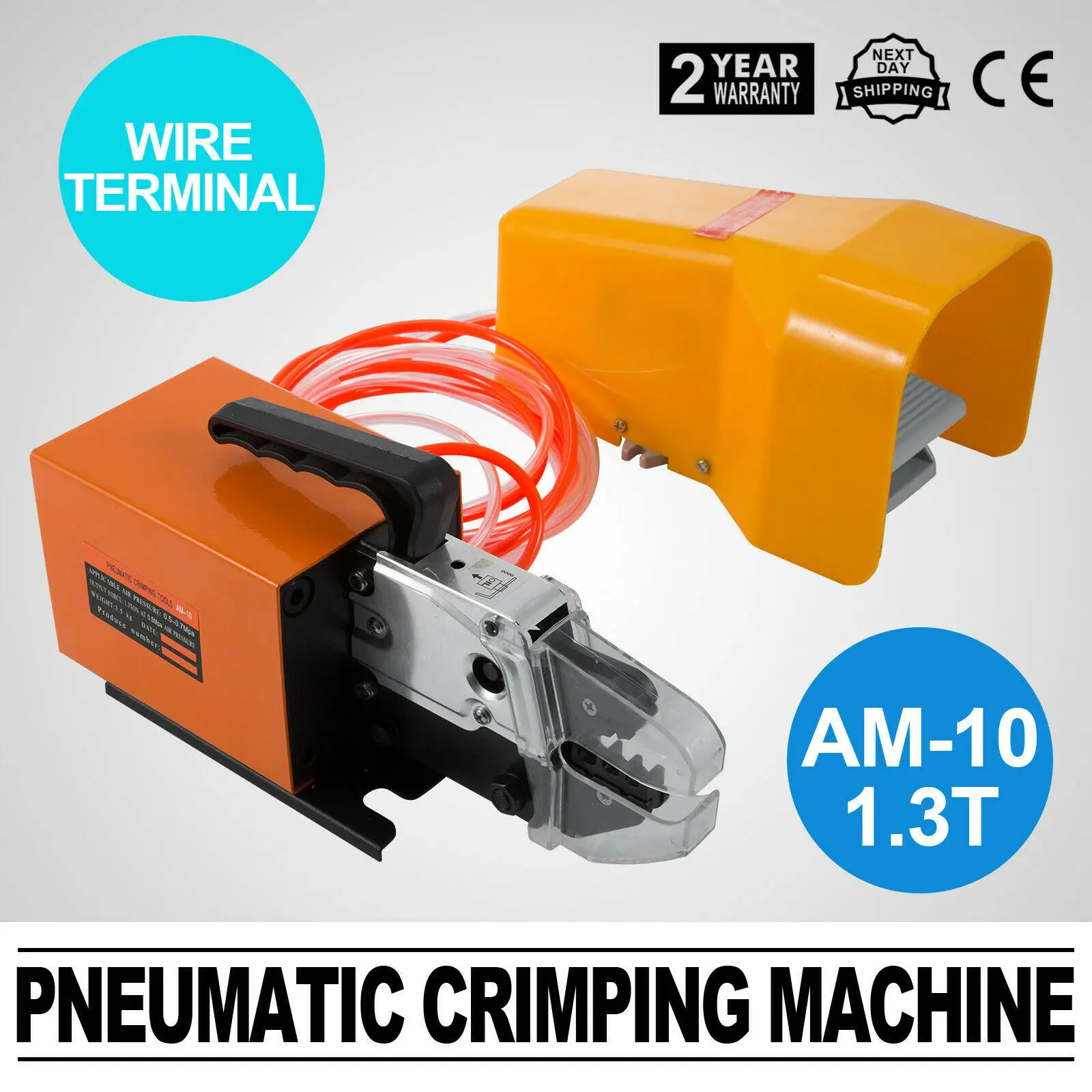 

Pneumatic Crimper Plier Machine AM-10, Air Powered Wire Terminal Crimping Machine Crimping Up to 16mm2, Pneumatic Crimping Tool