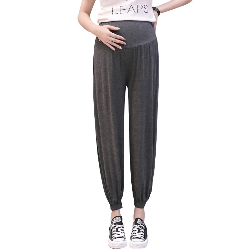 

698# Summer Thin Modal Maternity Pants Cotton Belly Straight Loose Clothes for Pregnant Women Pregnancy Casual Sleep Trousers