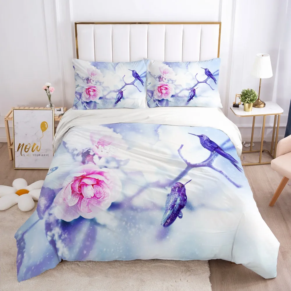 

Duvet Cover Sets 3D Flowers Bedding Sets Quilt Covers and Pillow Cases Full Twin Double Single Size Printing Design Bedding Sets