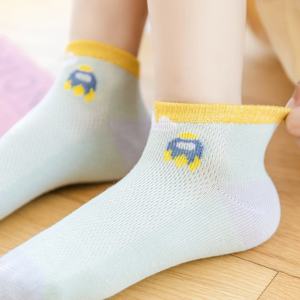 5 пары/Лот носки для малышей хлопковые детские на весну-лето милые с машинками