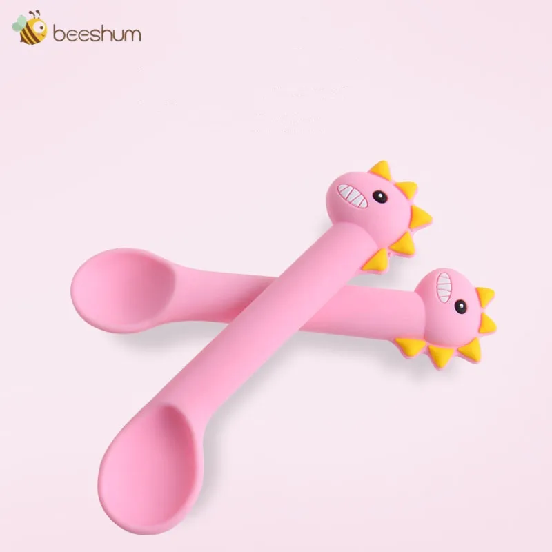 

Beeshum Baby Soft Silicone Spoons Feeding Set Kid Dishes Toddlers Infant Feeding Accessories Spoon Silicone Tableware Children