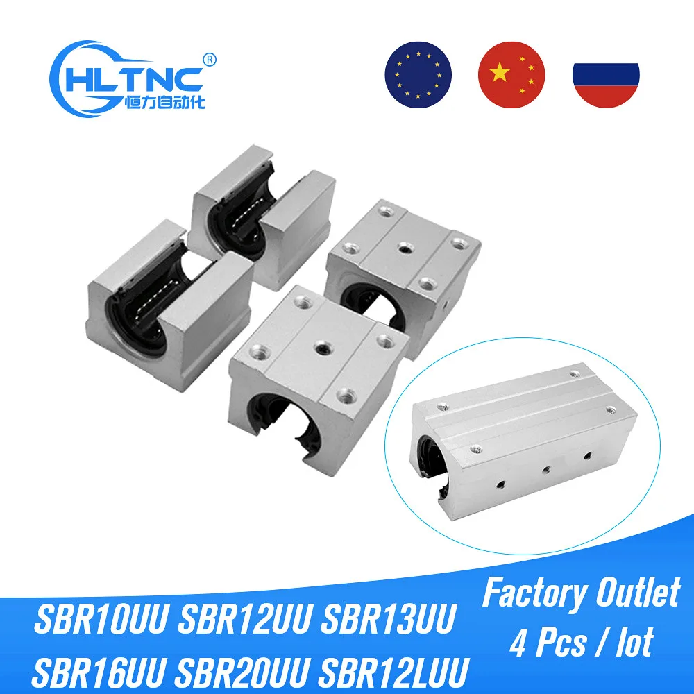4 шт./лот SBR10UU SBR12UU SBR16UU SBR20UU SBR25UU SBR12LUU линейный блок подшипника открытого типа