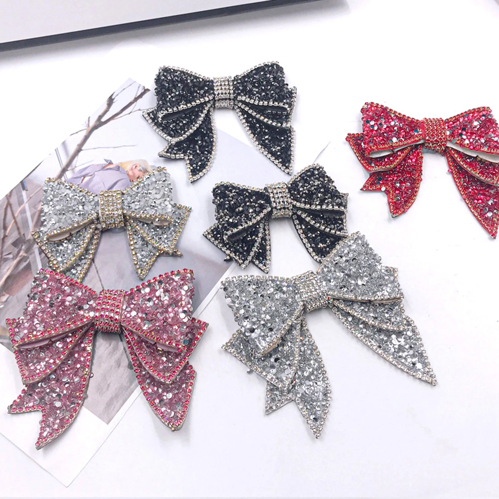 

1pc Luxury Jewelry Bowknot Bow Crystal Bridal Wedding Party High Heels Shoes Diy Manual Rhinestone Shoe Decorations Shoe Flower