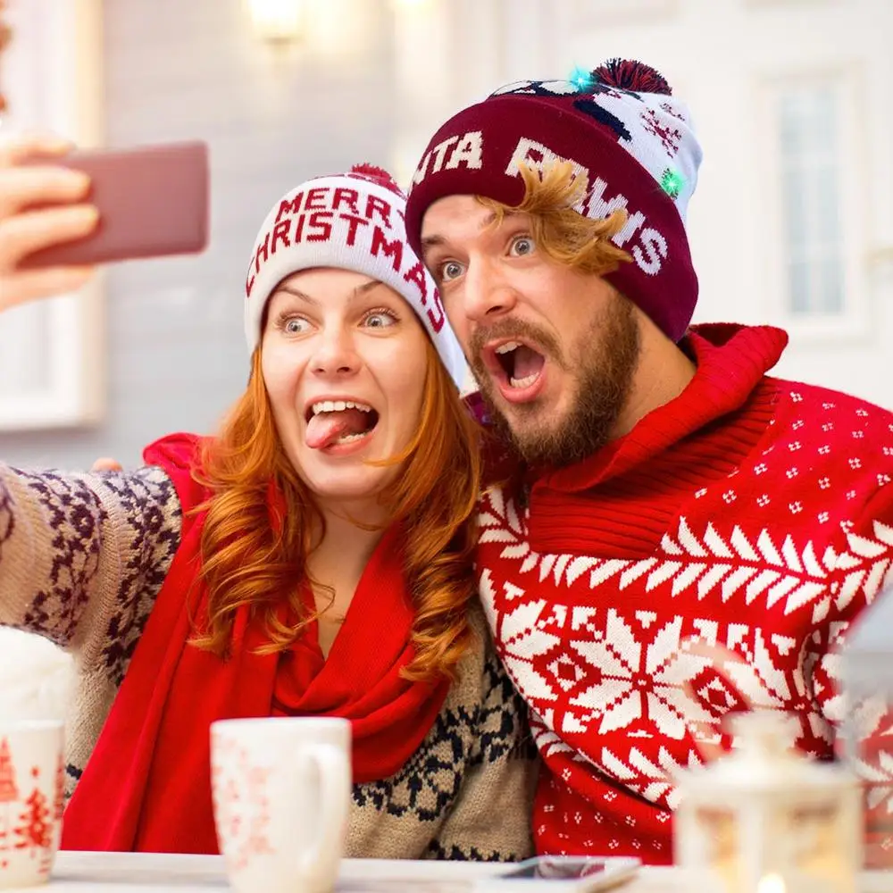 Рождественские шапки светодиодный светильник шапочка Рождественский свитер