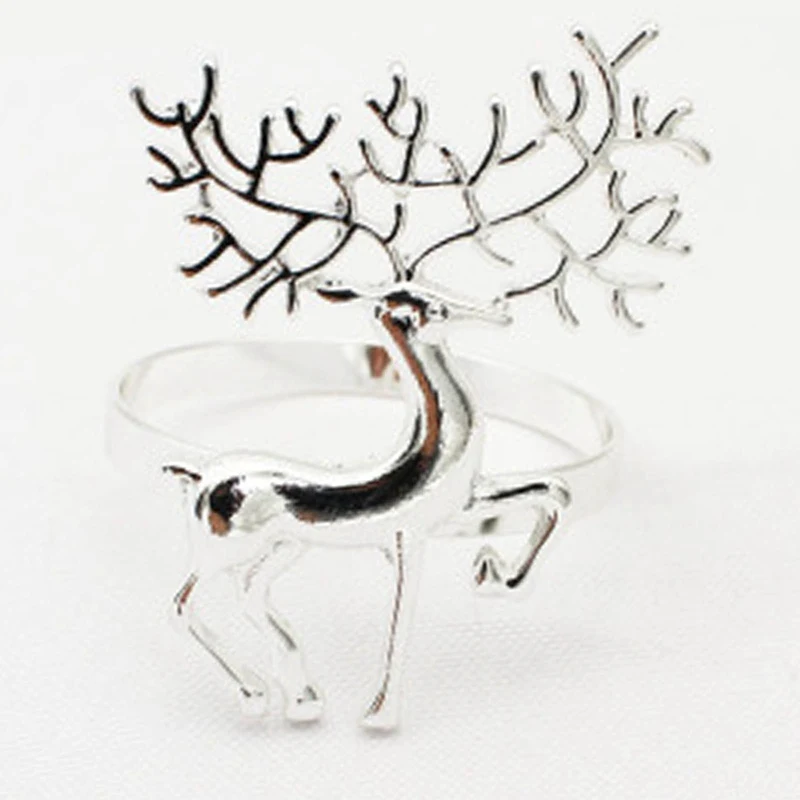 

6pcs Christmas Napkin Holder Alloy High-quality Cute Durable Delicate Deer Napkin Ring For Bar Restaurant Christmas Party Dinner