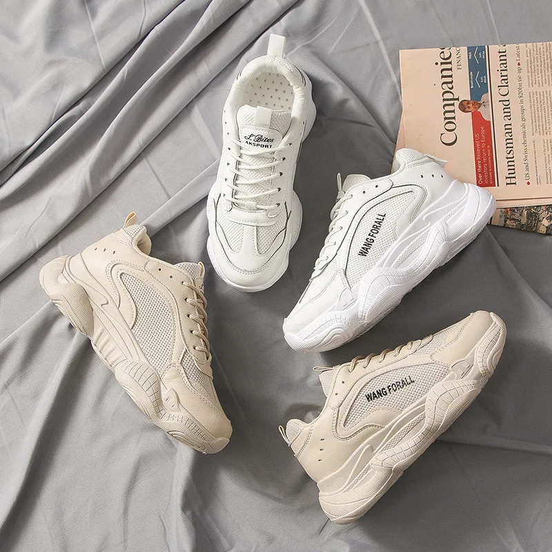 

2019 New Spring daddy Sneakers Women Shoes Thick bottom Breathable Sneakers White Shoes Casual Shoes Women Shoes L1241