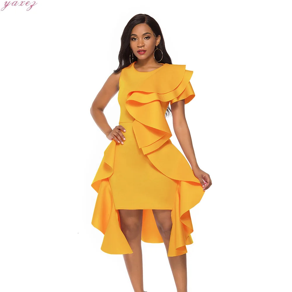 Женские платья с оборками вечернее сексуальное платье неправильной длины