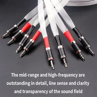occ silver plated hi end loudspeaker cable withpair high quality hifi ribbon audio speaker cable wire carbon fiber banana plug
