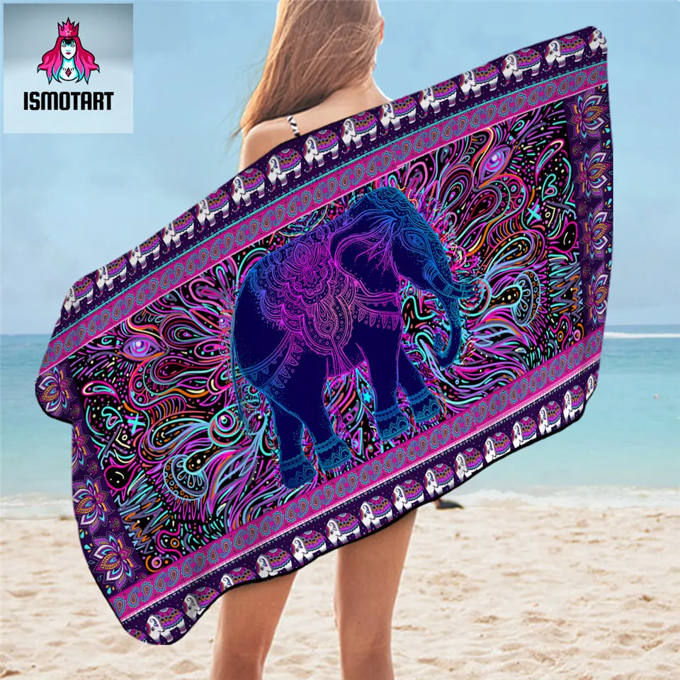 

Elephant by Ismot Esha Girls Bath Towel Hippie Microfiber Beach Towel Psychedelic Picnic Mat 75x150 Flower Boho Bathroom Blanket