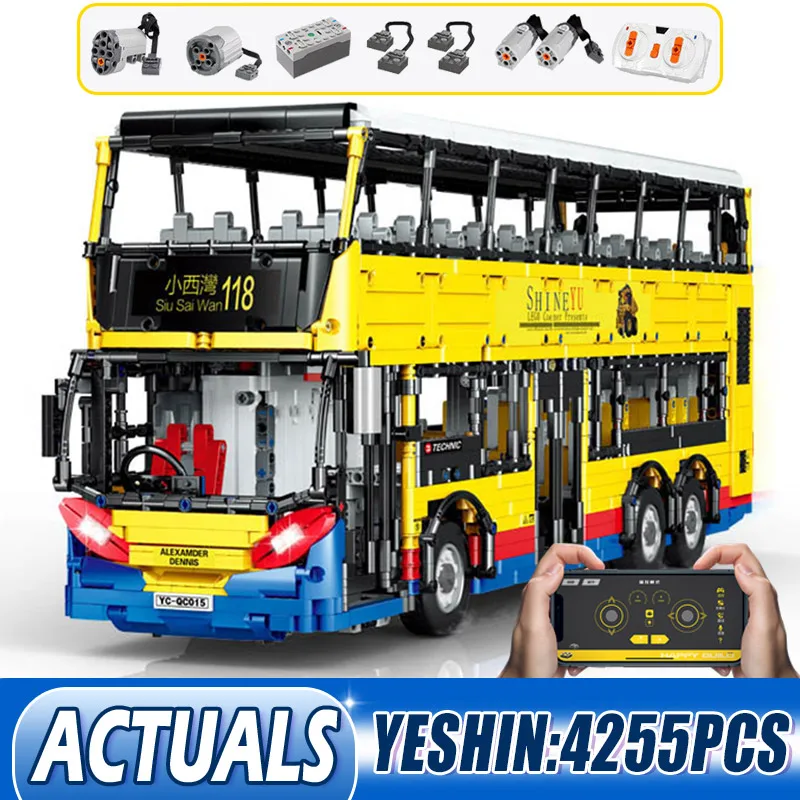 

Модель автомобиля Yeshin QC015, высокотехнологичная модель MOC APP RC TransBus environment 500, набор сборных деталей с электроприводом, конструктор для детей, р...