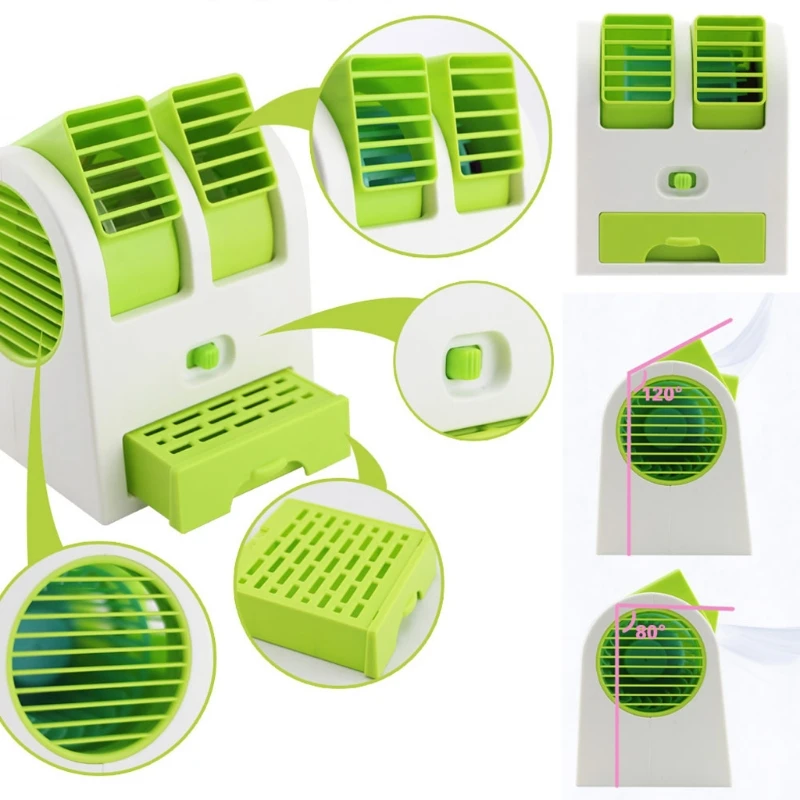 Мини маленький вентилятор охлаждения портативный Настольный двойной