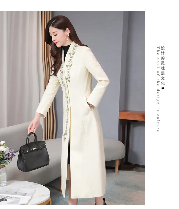 Женское осеннее и зимнее пальто китайский cheongsam ретро китайский стиль Hanfu улучшенное плотное шерстяное кружевное пальто