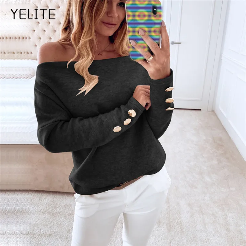 Женский свитер с открытыми плечами YELITE теплый хлопковый Повседневный большого