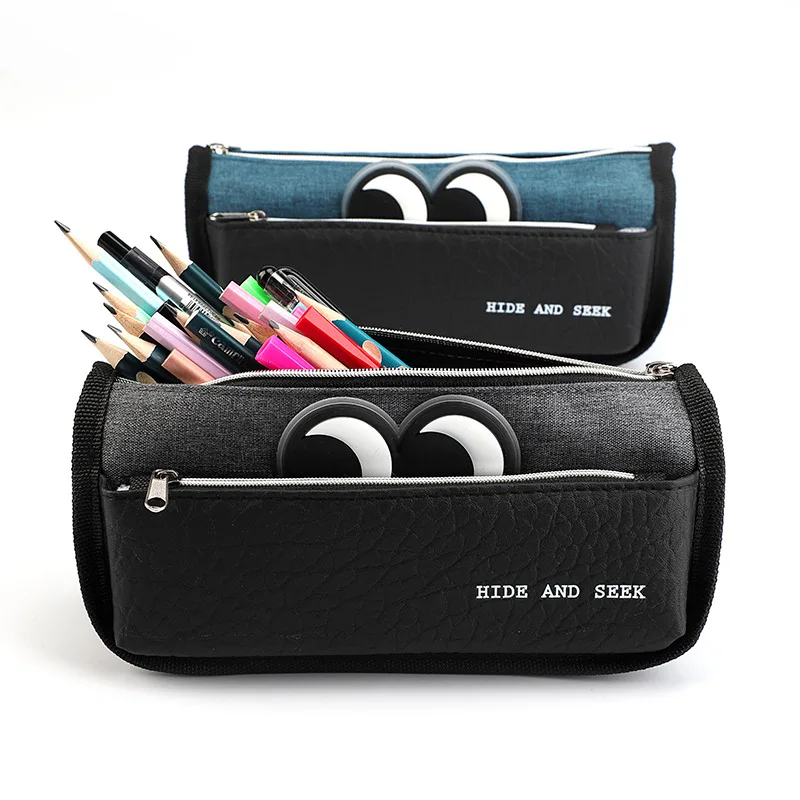 School Stationery Large Capacity Canvas Pencil Case Cute Cartoon Big Eyes Pen Bag Estuche For Student Boys Storage supplies Gift |
