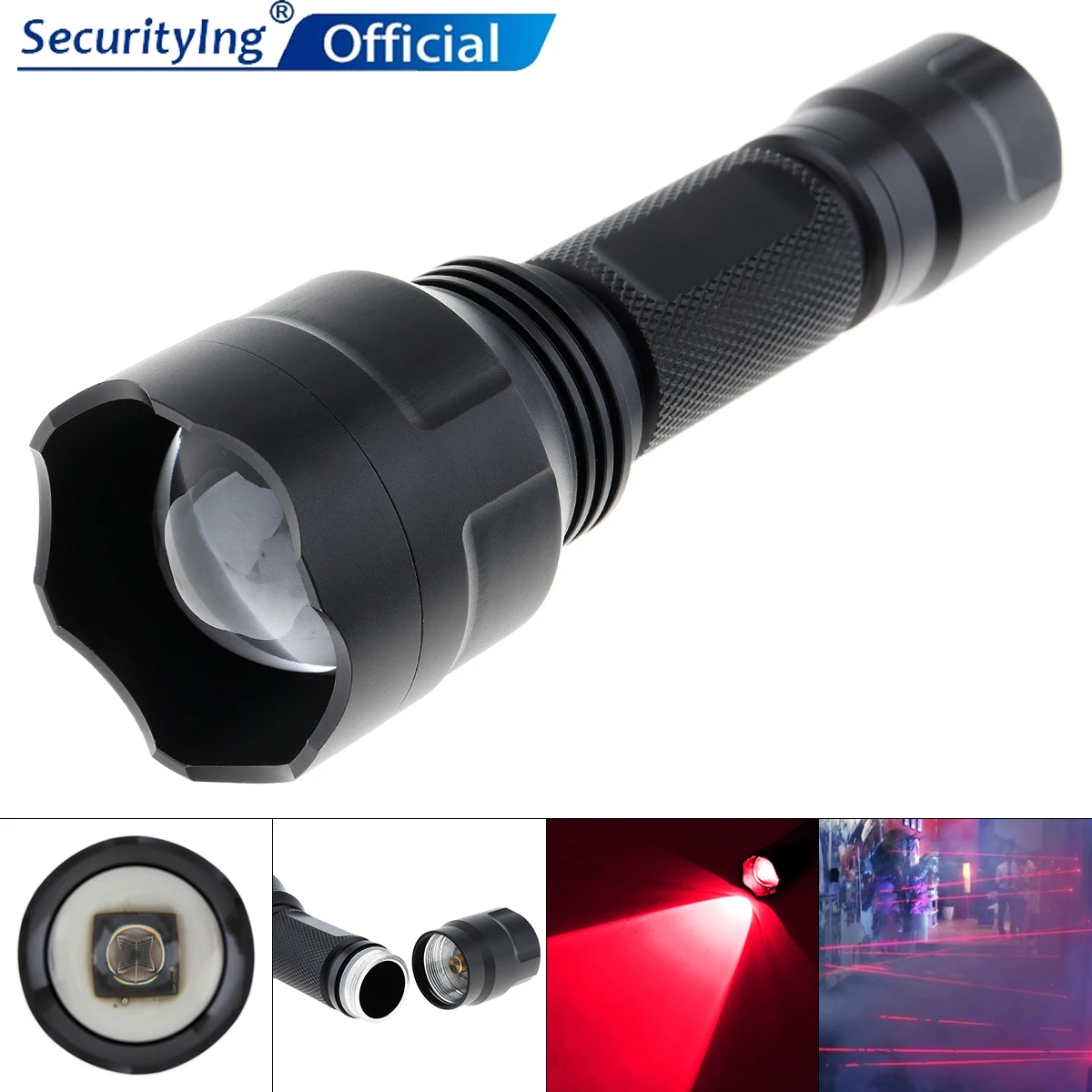 

Zoomable Infrared Light Waterproof Rotary Focusing C8 850nm IR 38mm Lens Night Vision Flashlight Torch for Camera