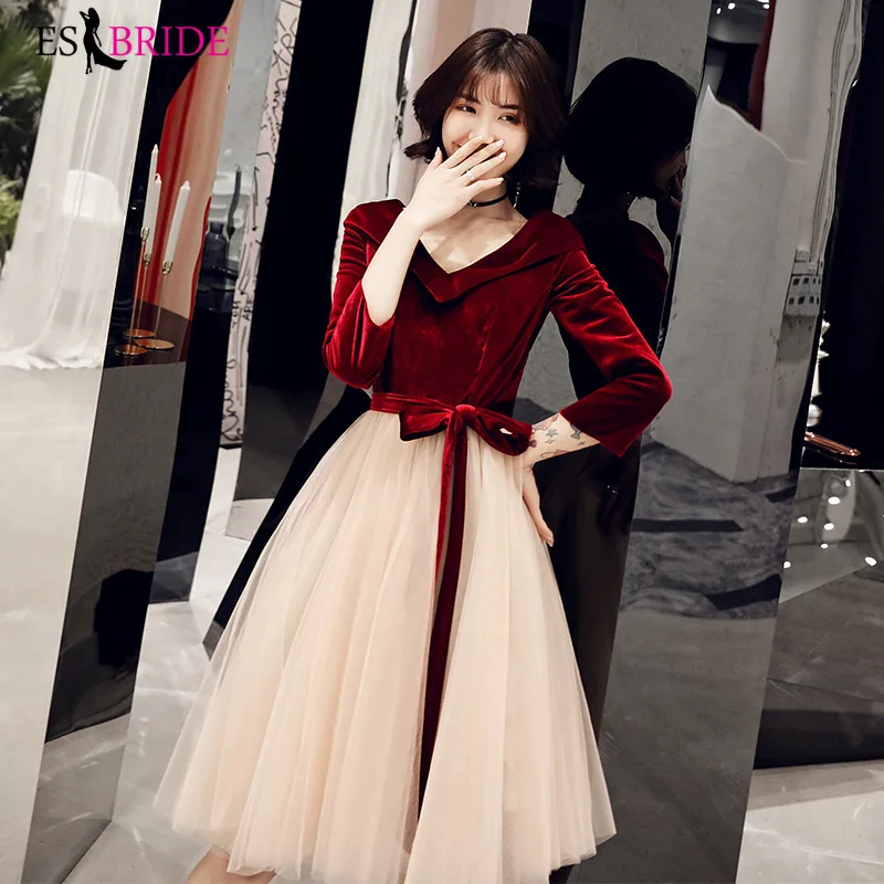 Red Muslim A-line Elegant Robe De Soiree Short Dress Arabic Special Occasion Dresses Formal DressesFellowship dress ES2475 | Свадьбы и