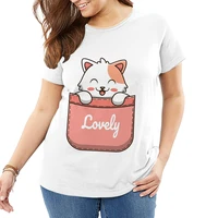 lovely pocket cat women plus size t shirts cotton t shirt oversized large loose graphic tshirt female tops tees short sleeve