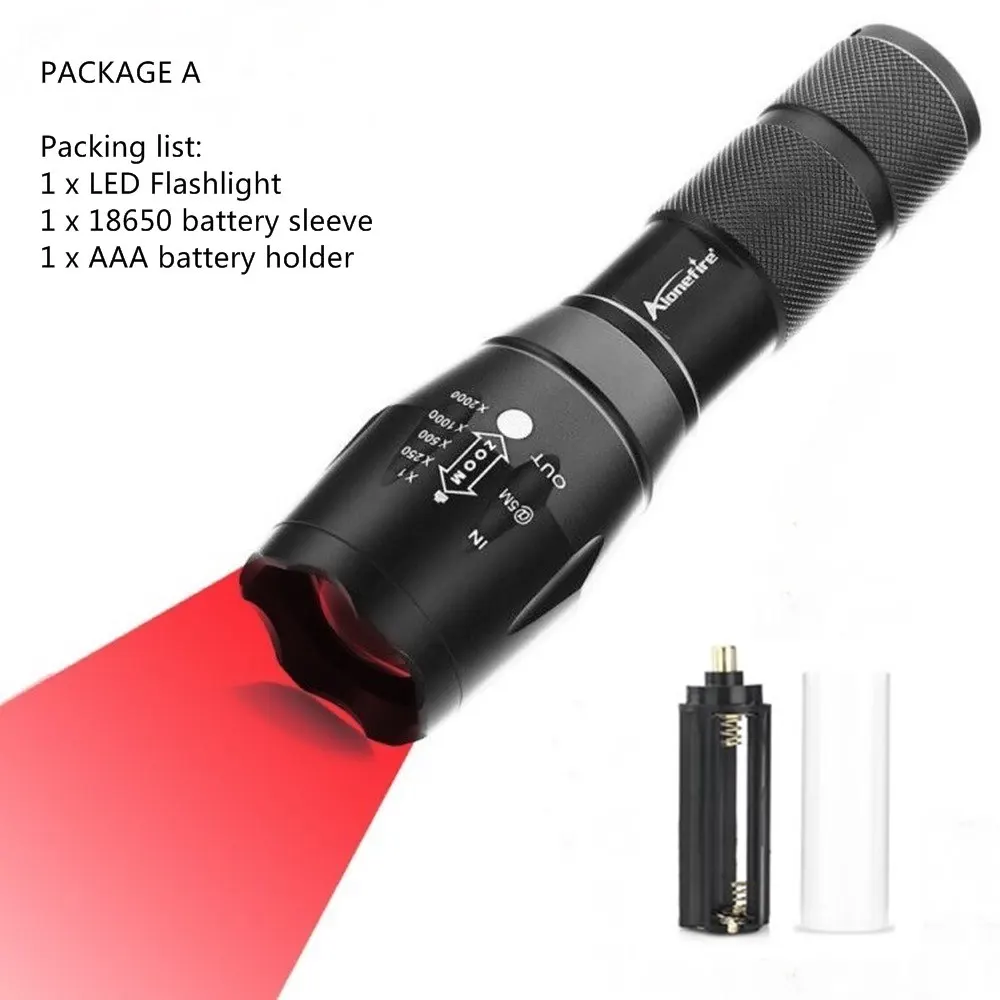 Option A AloneFire E17 портативный ультра яркий ручной красный светильник светодиодный светильник вспышка масштабируемый Регулируемый Фокус Открытый водостойкий фонарь - Испускаемый цвет: Option A