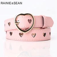 pink women belt hollow out loving heart ladies waist belt for trousers pin buckle leather green female vintage belt 105cm