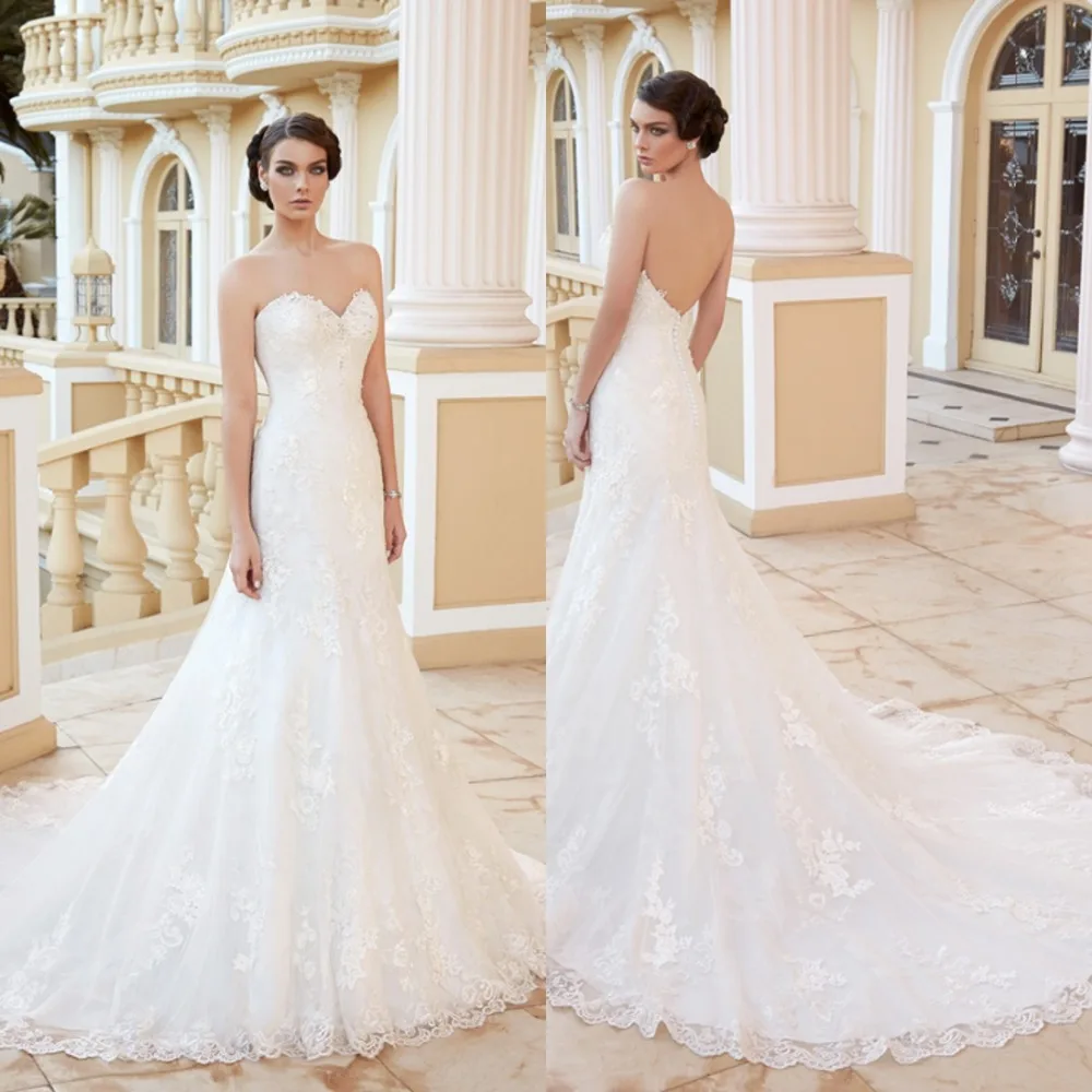 

Exquisite A-Line Sweetheart White Ivory Appliques Floor Length Long Wedding Dress Short Sleeve Chapel Train Bridal Gown
