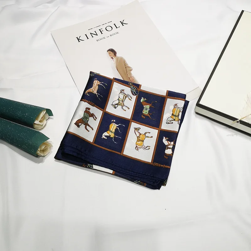 2020 70x70 INS лошадь многоцелевой женский Шелковый саржевый шарф атласный квадратный