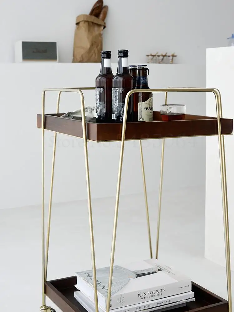 Скандинавская кованая железная тележка кофейный столик мобильный диван с