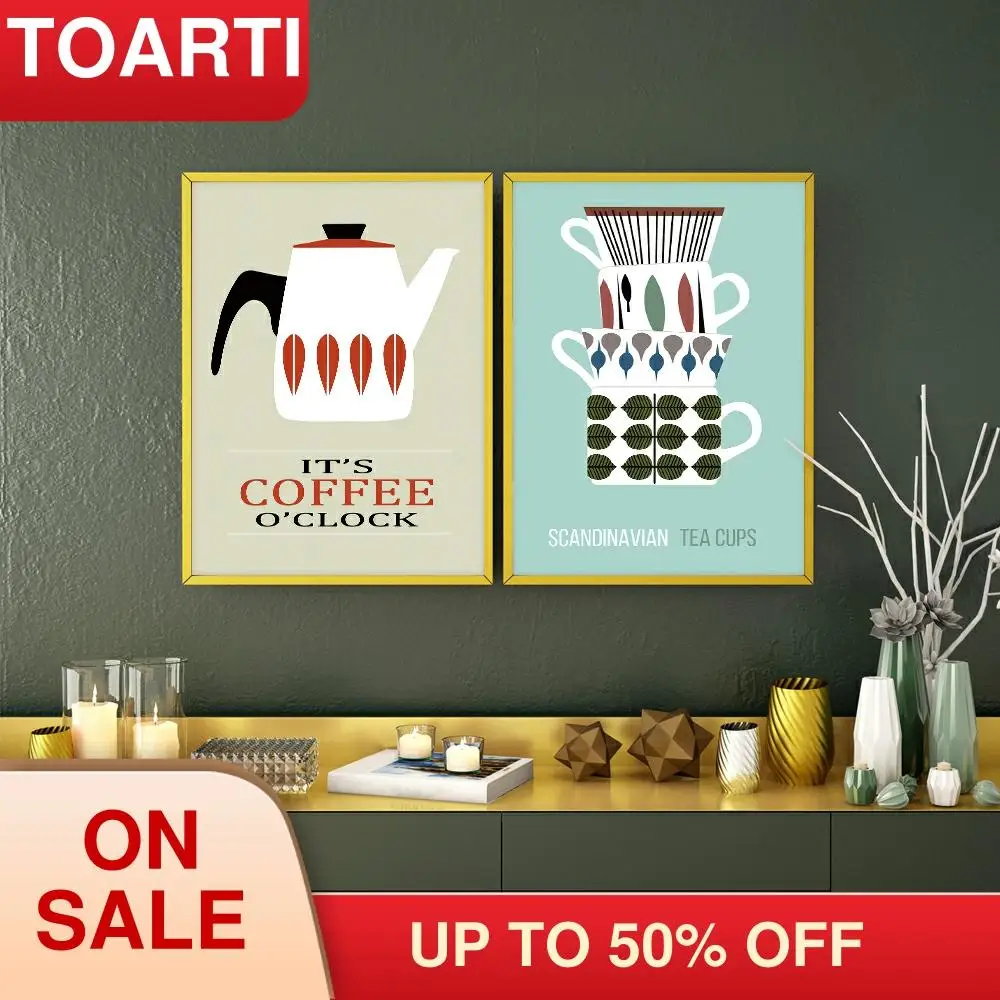 Кофейные чайные постеры с чашками принты скандинавский Картина на холсте для