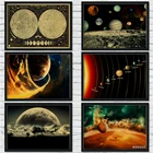 Плакат с девятью планетами в Солнечной системе, декор для комнаты кофе, бара, гостиной, ретро настенные наклейки, постеры с рисунком, HD Картина на холсте