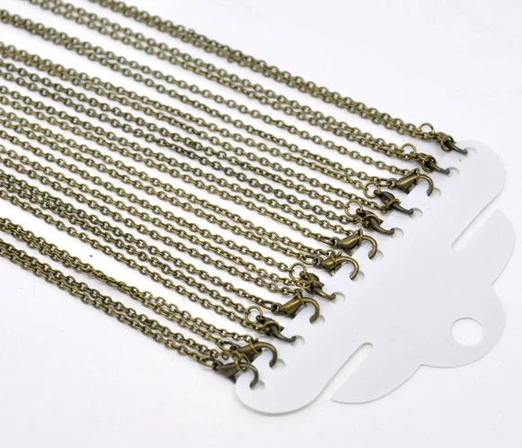 

Classic Jewelry Iron Based Alloy Cable Chain Necklace Antique Bronze Metal Chain Necklace For Men Women 12 PCs