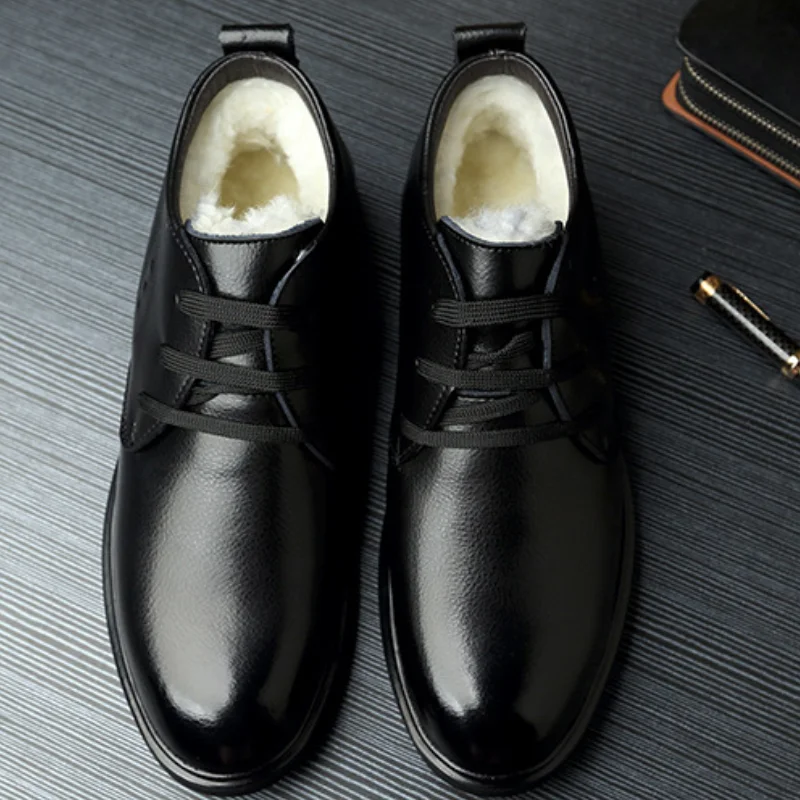 

Кожаные ботинки из хлопка мужские зимние ботинки из бархата и хлопка мужская теплая обувь хлопковые ботинки с высоким берцем для мужчин сре...